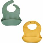 Comprar Set de 2 baberos de silicona 1 verde cactus + 1 amarillo miel