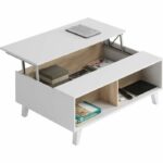 Comprar Zaiken plus mesa de centro escandinava blanca y decoración en roble - l 100 cm