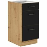 Comprar Mueble bajo cazuela - 40 cm - 3 cajones - roble artesanal y negro mate - cuisinier