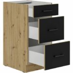 Comprar Mueble bajo cazuela - 40 cm - 3 cajones - roble artesanal y negro mate - cuisinier