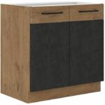 Comprar Mueble bajo fregadero rock - melamina con decoración roble lancelot y gris matera - 1 puerta - l80 x h82 cm