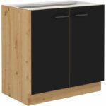 Comprar Mueble bajo - modena - 80 cm - 2 puertas batientes - roble artesanal y negro mate - cuisinier