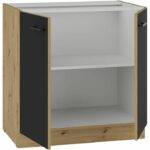 Comprar Mueble bajo - modena - 80 cm - 2 puertas batientes - roble artesanal y negro mate - cuisinier