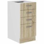 Comprar Mueble bajo sara - 4 cajones - decoración roble sonoma - l40xp48xh82 cm - encimera no incluida - fabricado en polonia