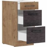 Comprar Rock - mueble cacerola - 3 cajones - 40 cm - roble lancelot y gris matera - cuisinier