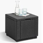 Comprar Allibert jardin mesa cubo de mimbre tejida con 60 l de almacenamiento - 42x42x39 cm - grafito