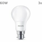 Comprar Bombilla led - philips - 60 w - b22 - blanco cálido - mate - no regulable - 3 piezas