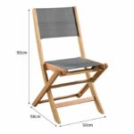 Comprar Juego de 4 sillas de jardín de madera de acacia fsc y asiento de textilene - 50 x 57 x 90 cm - gris