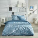 Comprar Juego de cama - hoy - java - 2 personas - 240x220 cm - algodón - estampado parís - azul