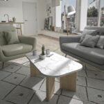 Comprar Mesa de centro ovalada - quartz - imitación mármol blanco - patas gruesas de roble - 105 x 58 x 39 cm - diagone