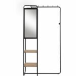 Comprar Mueble de recibidor - luton - estructura metálica - negro / roble artesano - 100 x 185 x 37 cm - 2 estantes - 1 espejo