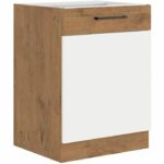 Comprar Rock - mueble bajo - roble lancelot y melamina blanco brillo - 60 cm - 1 puerta batiente