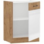 Comprar Rock - mueble bajo - roble lancelot y melamina blanco brillo - 60 cm - 1 puerta batiente