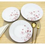 Comprar Servicio de mesa 18 piezas en porcelana roja mariposas