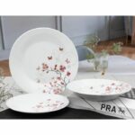 Comprar Servicio de mesa 18 piezas en porcelana roja mariposas