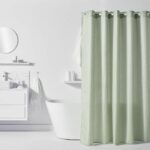 Comprar Cortina de ducha con diseño de gofres - verde - poliéster - 180 x 200 cm - 12 ganchos - utility - today