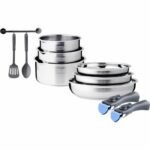 Comprar Batería de cocina de inducción - arthur martin - am2238 - acero inoxidable - 10 piezas - mango extraíble - todas las placas de cocina