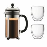 Comprar Bodum chambord juego de cafeteras de prensa francesa - 8 tazas - 1l - gris - con 2 vasos de doble pared pavina 0.35l