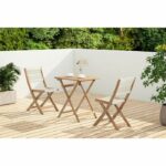 Comprar Conjunto de bistró plegable de madera de acacia fsc con tejido de cuerda beige - 2 personas - makena