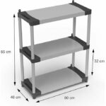 Comprar Estante de plástico - tood - 3 estantes - carga 80 kg por estante - 80x40x85 cm - negro/gris