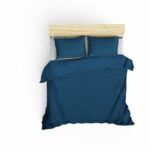 Comprar Juego de cama - 1 funda nórdica 220x240 cm + 2 fundas de almohada 60x60 cm - 100% algodón satén - azul