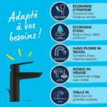 Comprar Mezclador monomando de lavabo - grohe start - 235522432 - negro mate - talla m - apertura para agua fría - ahorro de agua - extraíble y desagüe