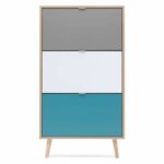 Comprar Cuba zapatero 18 pares - roble sonoma y decoración gris claro - l 70 x p 24 x h 127 cm