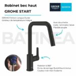 Comprar Grifo de cocina - mezclador monomando de fregadero - negro mate - caño alto en u - ducha extraíble - grohe start - 306312430