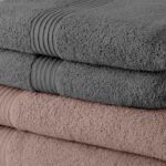 Comprar Juego de 5 toallas de baño today 70x130 cm 100% algodón - 3 rosas arena + 2 acero