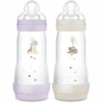 Comprar Set de 2 biberones - mam - easy start - anticólico - 320 ml - tetina flow 3 - lila + arena