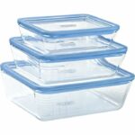 Comprar Juego de 3 recipientes de almacenamiento con tapa - pyrex - sin plástico - vidrio - rectangulares - 0