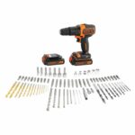 Comprar Negro y decker - taladro de percusión - batería de iones de litio 2x18 v + 80 accesorios en estuche - negro y naranja