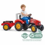 Comprar Falk - tractor de pedal rojo sobrealimentador con capó de apertura y remolque incluido