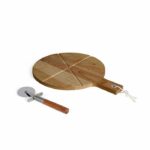 Comprar Juego de pizza - livoo - mes158 - madera de acacia - 30 x 45 cm - 1 cortador de pizza - mango con orificio para colgar
