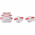 Comprar Set de 5 recipientes para almacenar - pyrex - cook & heat - vidrio - tapa con válvulas de vapor