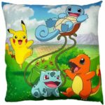 Comprar Cojín de doble cara - cuadrado - pokemon - pikachu y starter 1g ii - microfibra - 40 x 40 cm