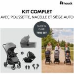 Comprar Hauk - set de viaje 3 en 1 shop n care trio - cochecito + capazo + silla de auto + adaptadores - 4 ruedas - gris