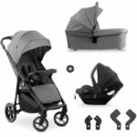 Comprar Hauk - set de viaje 3 en 1 shop n care trio - cochecito + capazo + silla de auto + adaptadores - 4 ruedas - gris