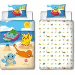Comprar Juego de cama - pokemon - pikachu y sus amigos en la playa - microfibra - 1 funda nórdica 140 x 200 cm + 1 funda de almohada 63 x 63 cm