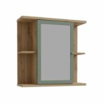 Comprar Armario mural - roble artesanal / verde salvia - 1 puerta con espejo - mueble de baño - 69