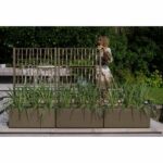 Comprar Jardinera ethica rectangular 80 cm con enrejado color topo