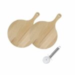 Comprar Juego de 2 tablas de madera para pizza y tarta flambeada y cortador de pizza de acero inoxidable - fackelmann - 30 cm