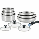 Comprar Juego de utensilios de cocina - inducción - arthur martin - am0006 - acero inoxidable 18/10 - 10 piezas - mango extraíble