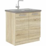 Comprar Lassen mueble bajo de cocina bajo fregadero l 80 cm - decoración roble claro sonoma