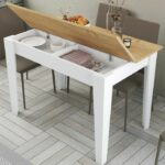 Comprar Mesa de cocina con almacenaje - kieva - melamina - blanco/roble - rectangular - 4/6 plazas - 110 x 75 x 72 cm