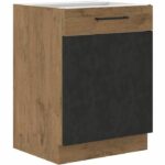 Comprar Mueble bajo rock - melamina con decoración roble lancelot y gris matera - 1 puerta - l60 x h82 cm