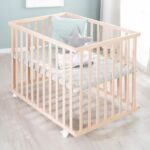 Comprar Parque infantil roba - 75 x 100 cm - gris - incluye colchoneta 'roba style' - ruedas - madera natural