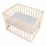 Comprar Parque infantil roba - 75 x 100 cm - gris - incluye colchoneta 'roba style' - ruedas - madera natural