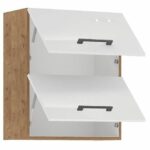 Comprar Rock - columna - roble lancelot y melamina blanco brillo - 60 cm - 2 puertas basculantes