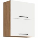 Comprar Rock - columna - roble lancelot y melamina blanco brillo - 60 cm - 2 puertas basculantes